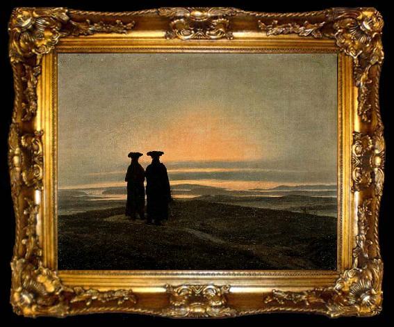 framed  Caspar David Friedrich Evening Landscape with Two Men, ta009-2